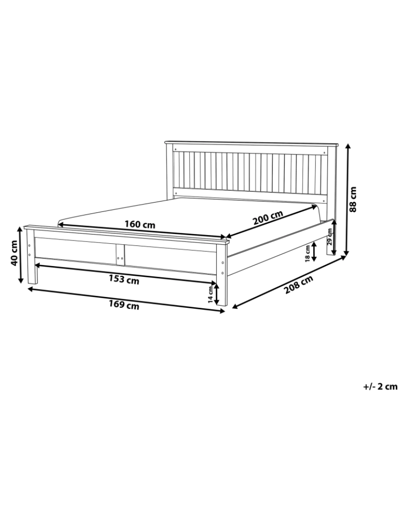 Beliani - Cama de casal em madeira branca 160 x 200 cm MAYENNE