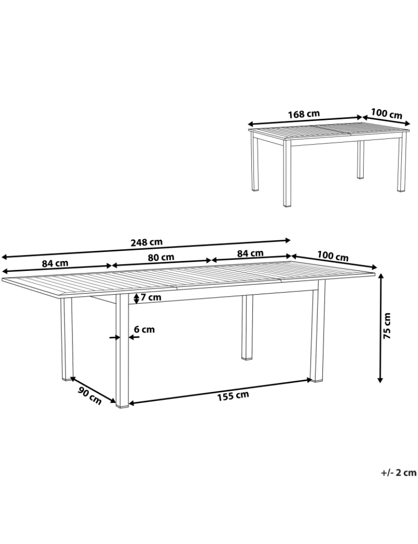 Beliani - Mesa de jardim 168/248 x 100 cm Metal Cinzento PANCOLE