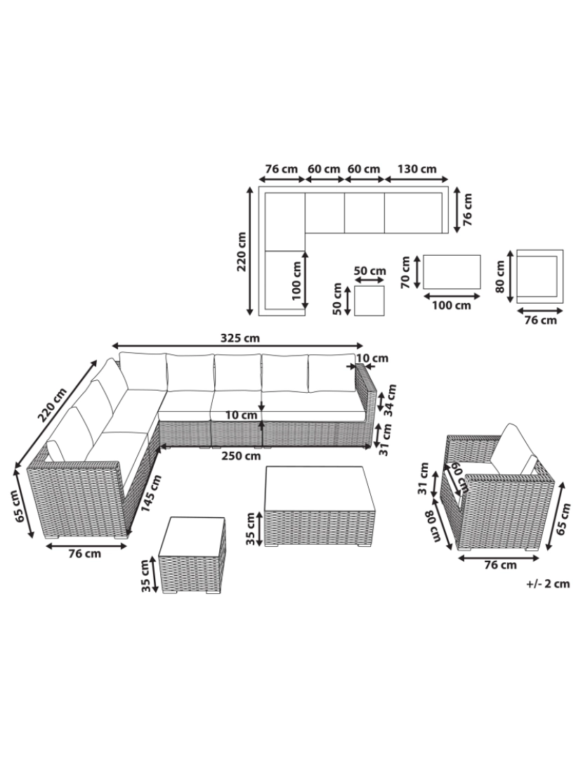 imagem de Conjunto lounge Ratan sintético Branco XXL1