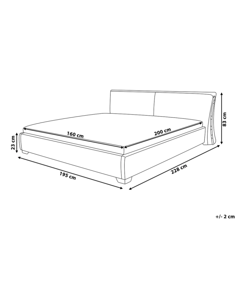 Beliani - Cama de casal em tecido cinzento 160 x 200 cm PARIS