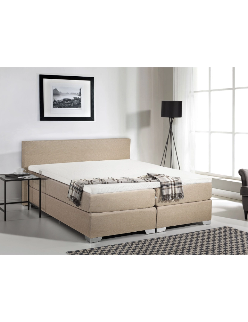 imagem de Cama de casal continental em tecido creme 180 x 200 cm PRESIDENT2