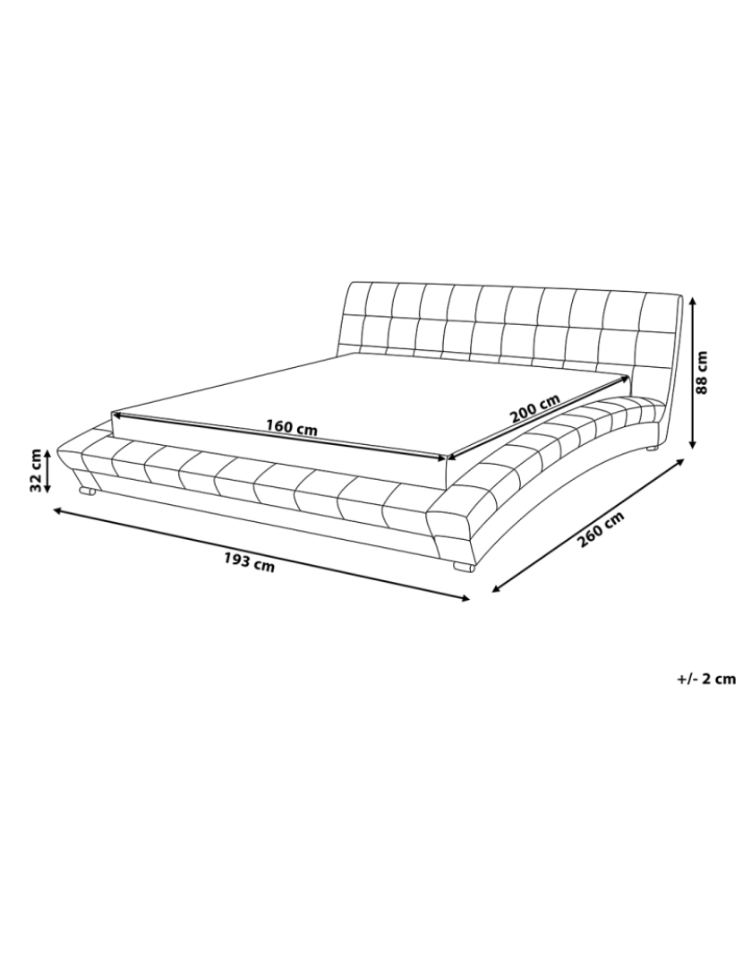 imagem de Cama de casal de água em tecido cinzento 160 x 200 cm LILLE1