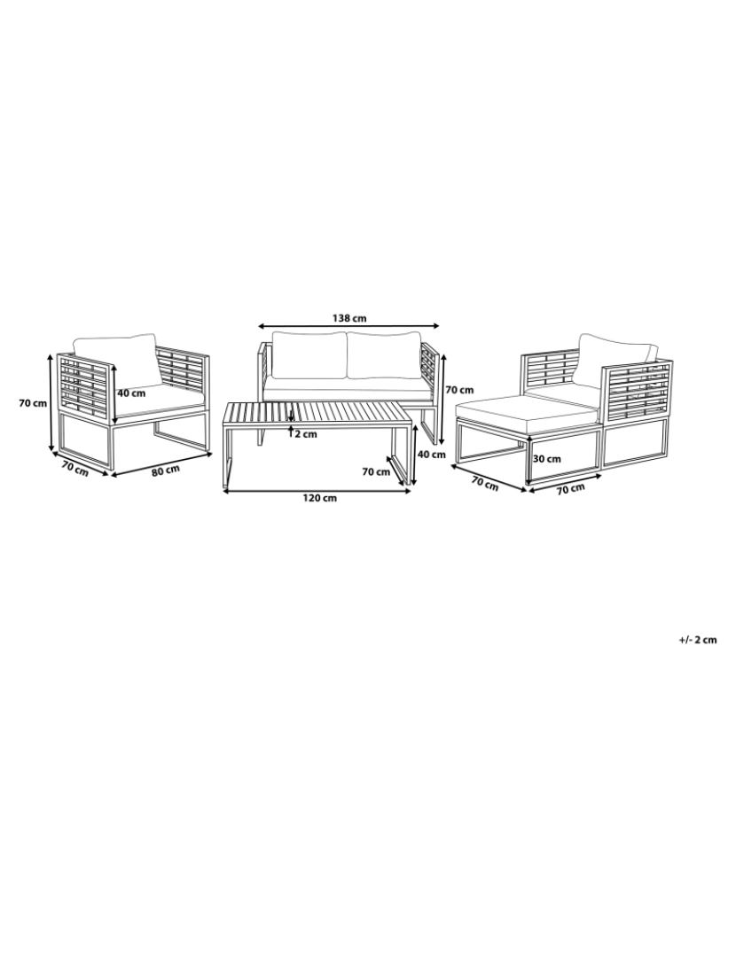 Beliani - Conjunto lounge Madeira de acácia Castanho claro BERMUDA