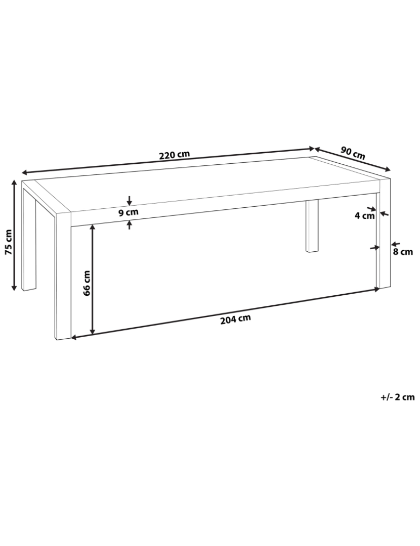 Beliani - Mesa de jantar branca com tampo envernizado 220 x 90 cm ARCTIC I