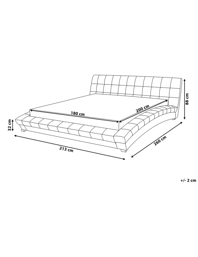 Beliani - Cama de casal em tecido cinzento 180 x 200 cm LILLE