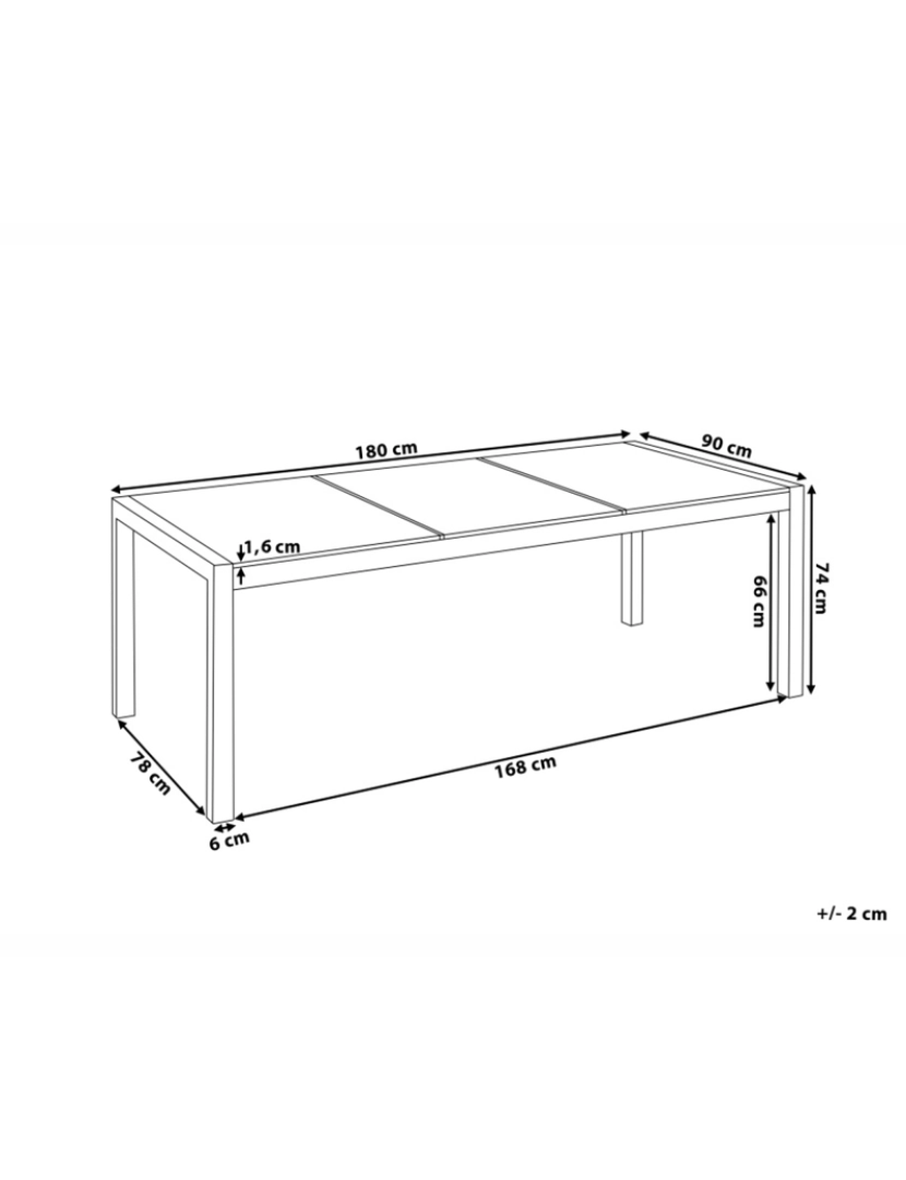 Beliani - Mesa de jardim 180 x 90 cm Tamanhos Diversos