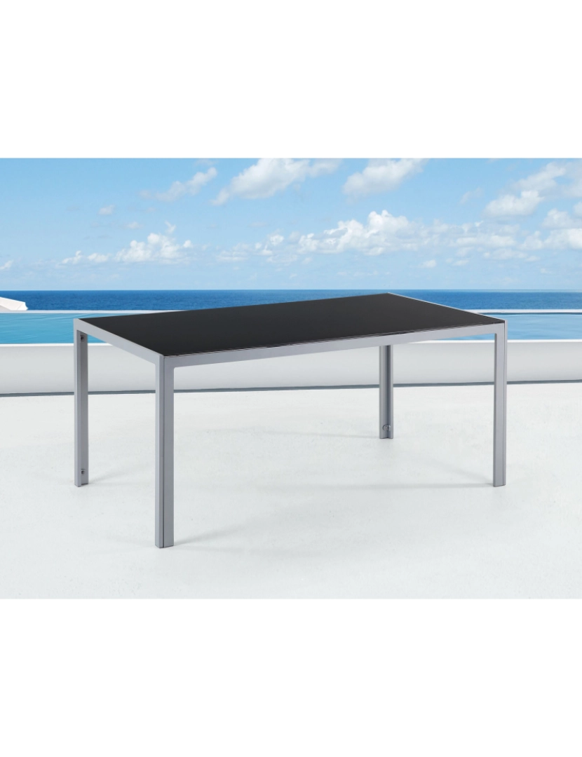 imagem de Mesa de jardim 160 x 90 cm Vidro Preto CATANIA2