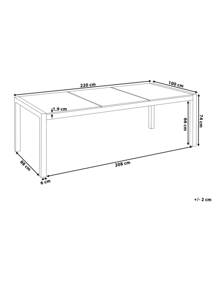 Beliani - Mesa de jardim 220 x 100 cm Tamanhos Diversos