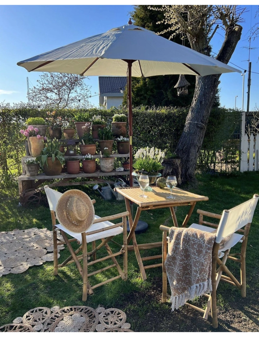 imagem de Guarda-sol de jardim em madeira ⌀ 270 cm creme claro TOSCANA2