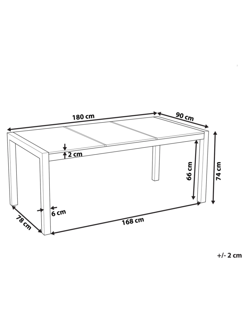 Beliani - Mesa de jardim 180 x 90 cm Tamanhos Diversos