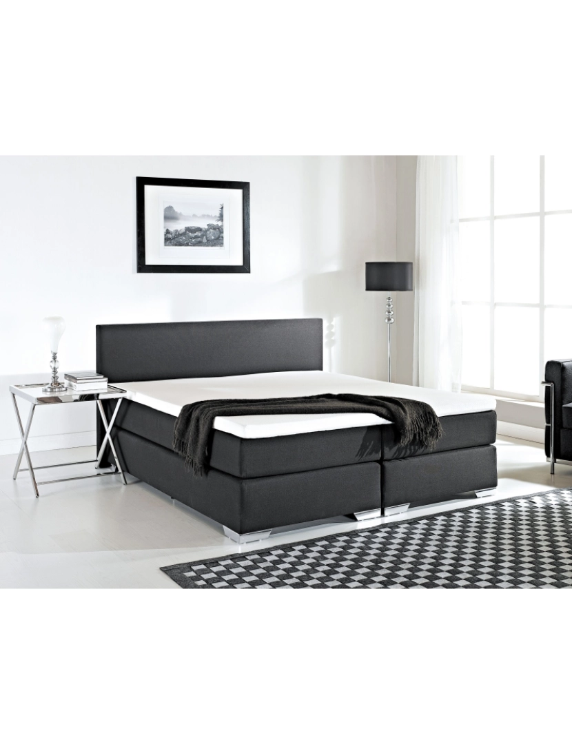 imagem de Cama de casal continental em tecido preto 180 x 200 cm PRESIDENT2