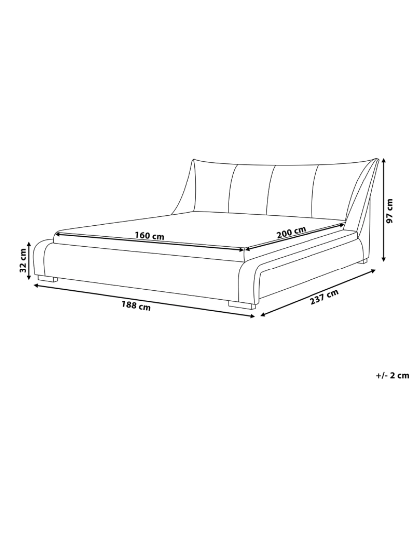 Beliani - Cama de casal em tecido cinzento 160 x 200 cm NANTES