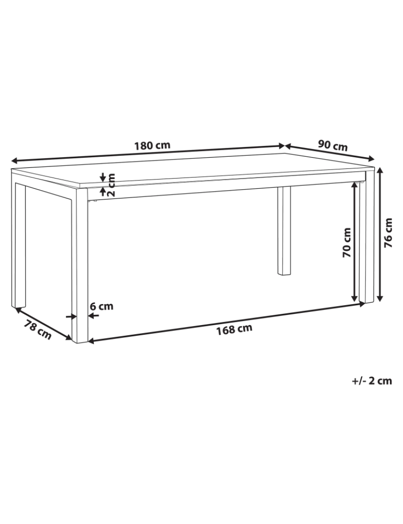 Beliani - Mesa de jardim 180 x 90 cm Pedra Cinzento grafite GROSSETO