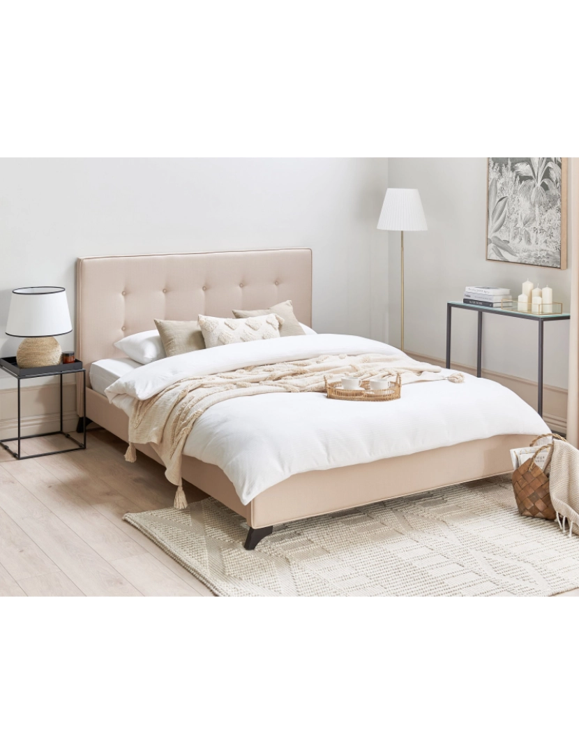 imagem de Cama de casal em tecido creme 160 x 200 cm AMBASSADOR2