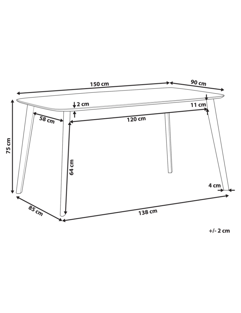 Beliani - Mesa de jantar castanha escura 150 x 90 cm MADOX