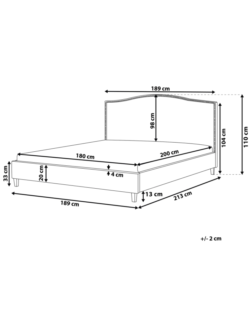 Beliani - Cama de casal em tecido creme 180 x 200 cm MONTPELLIER