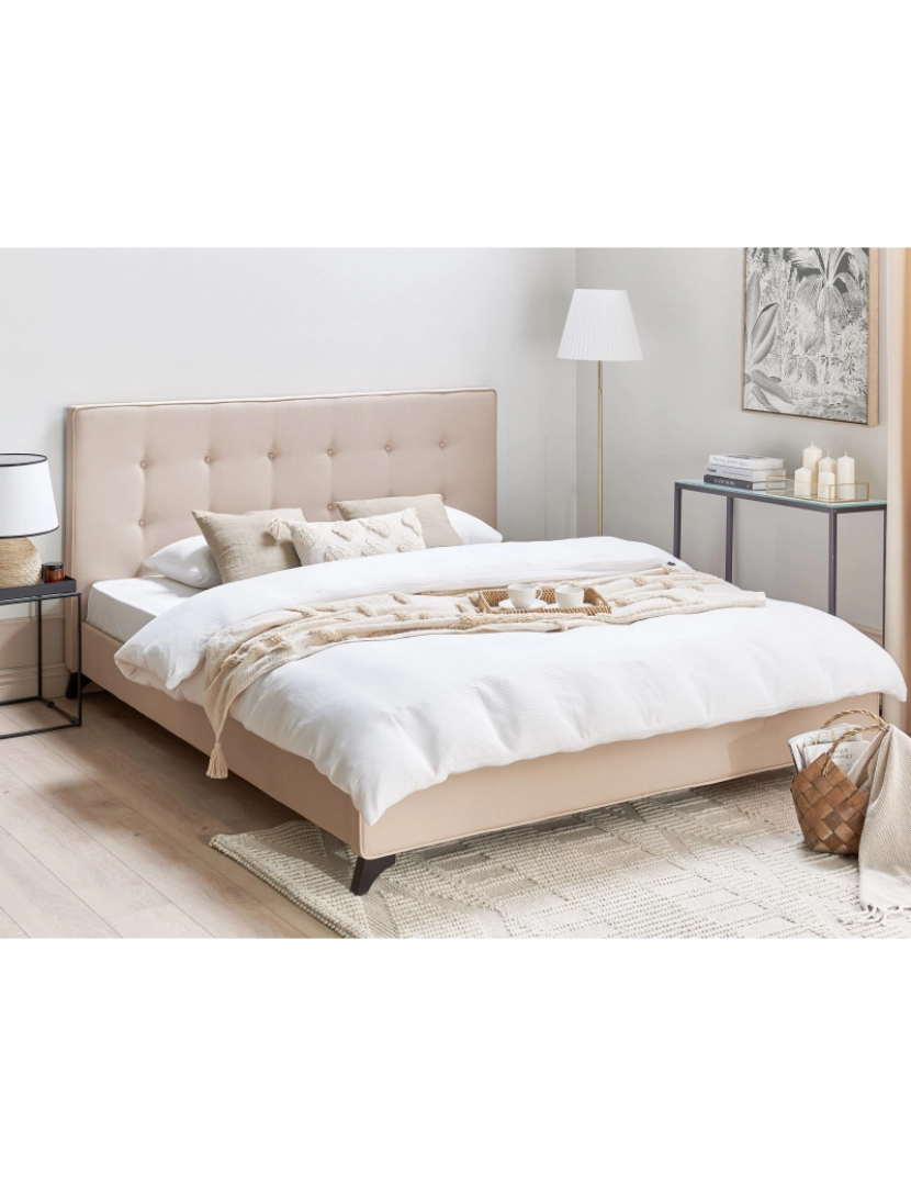 imagem de Cama de casal em tecido creme 180 x 200 cm AMBASSADOR2