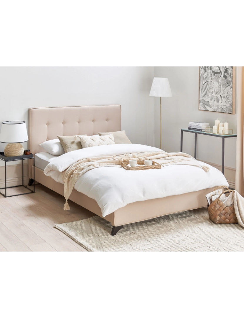 imagem de Cama de casal em tecido creme 140 x 200 cm AMBASSADOR2