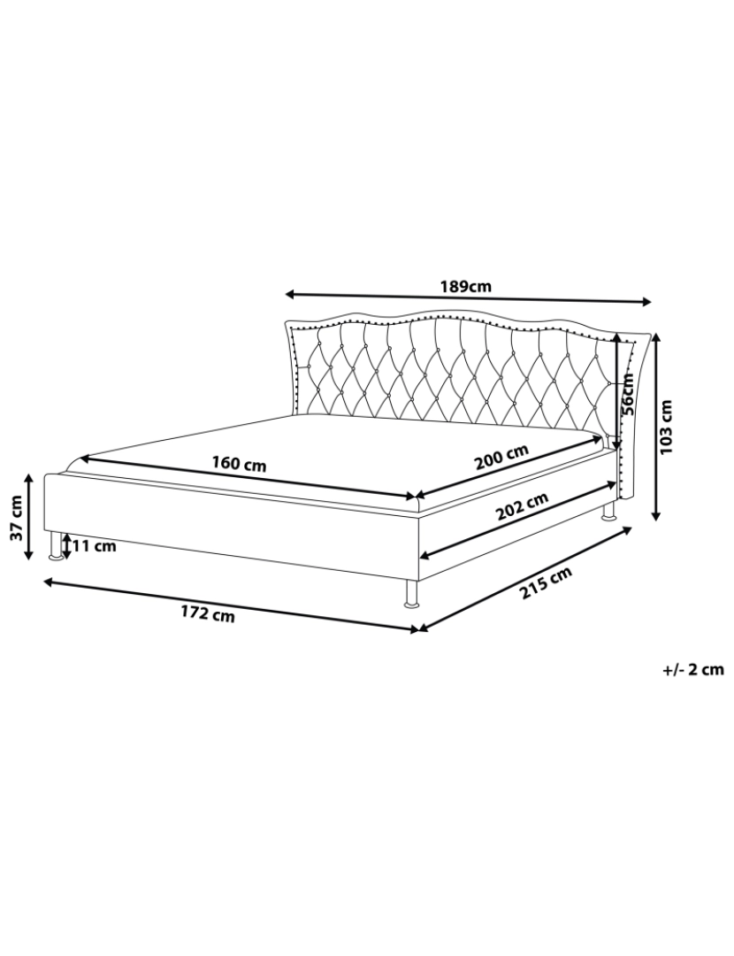 imagem de Cama de casal em pele sintética branca 160 x 200 cm METZ1