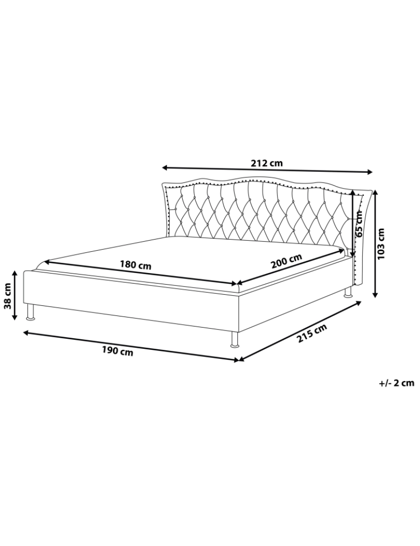 imagem de Cama de casal em tecido cinzento claro 180 x 200 cm METZ1