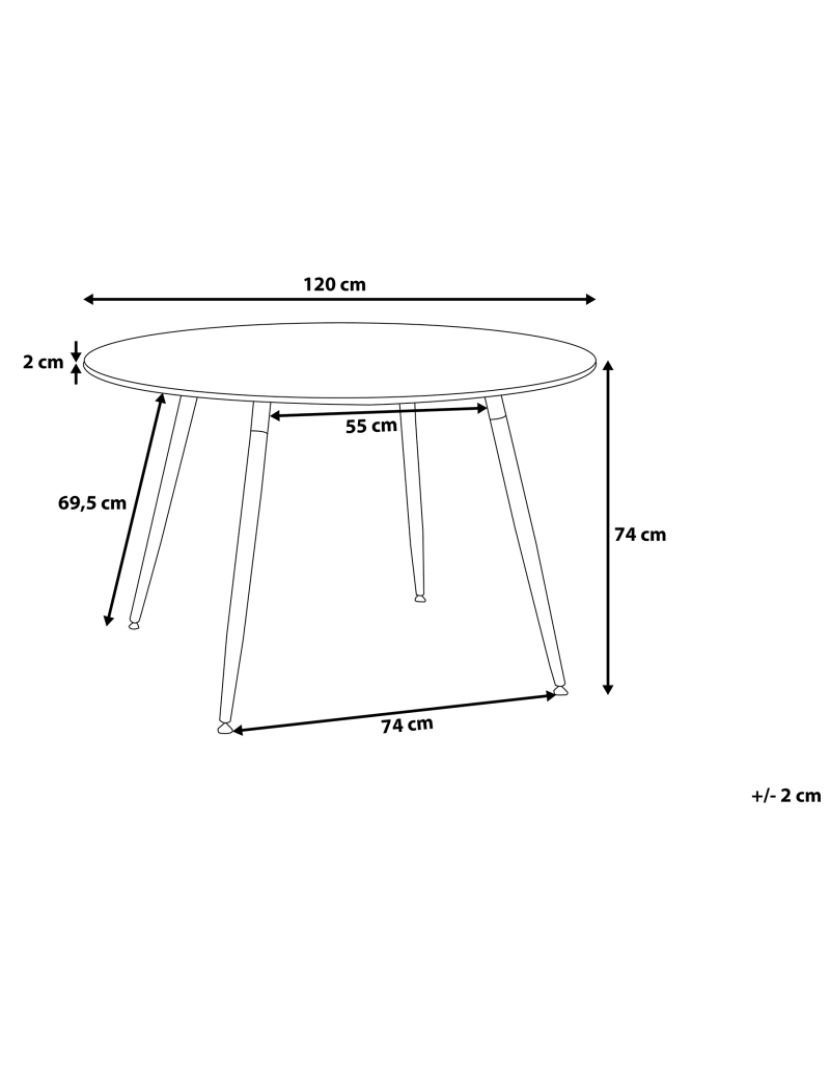 Beliani - Mesa de jantar preta com pernas de madeira ⌀ 120 cm BOVIO