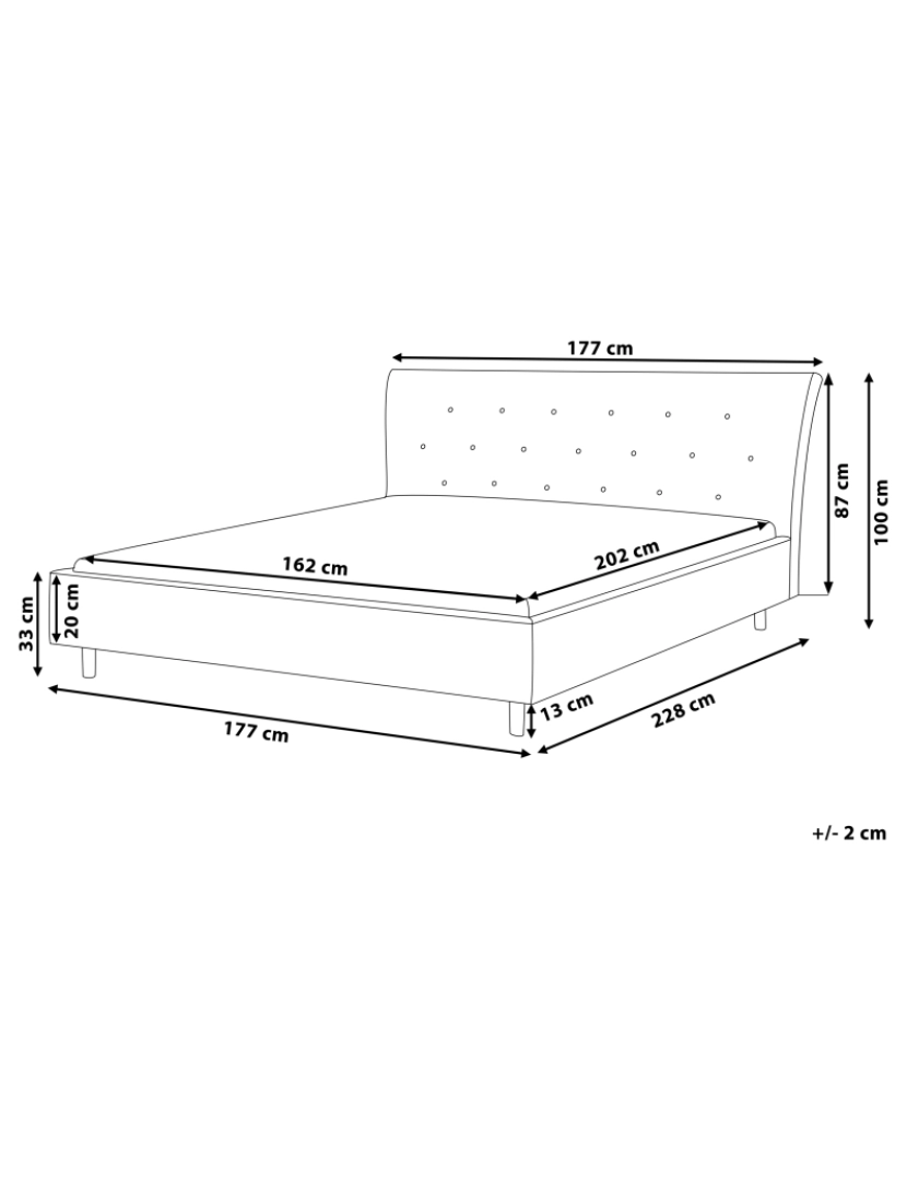 imagem de Cama de casal em tecido cinzento claro 160 x 200 cm SAVERNE1