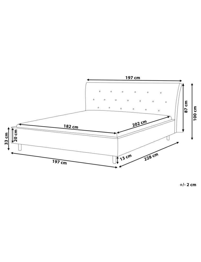 Beliani - Cama de casal em tecido cinzento claro 180 x 200 cm SAVERNE