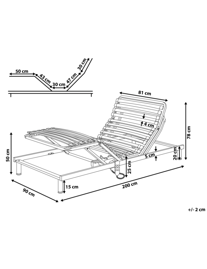 imagem de Estrado ajustável eletricamente 90 x 200 cm COMFORT1