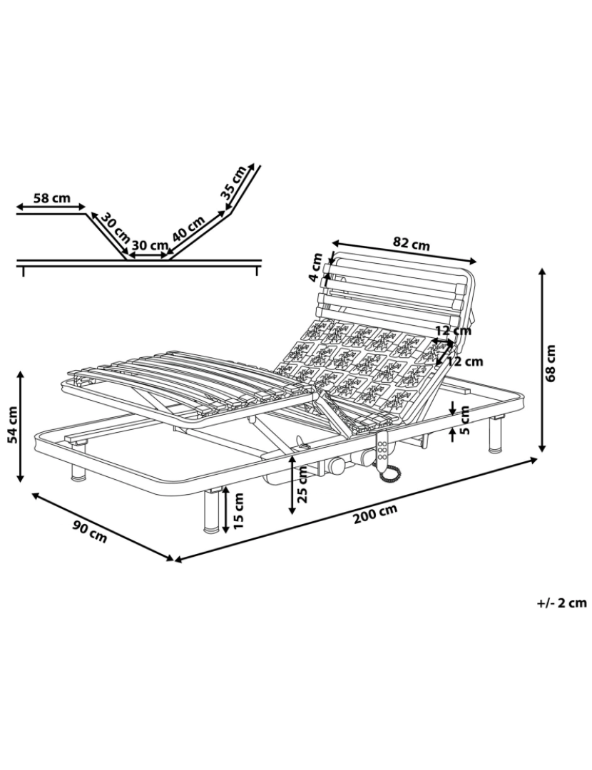 Beliani - Estrado ajustável eletricamente 90 x 200 cm MOON