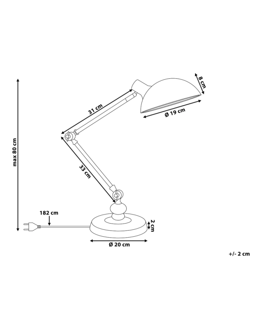 Beliani - Candeeiro de mesa articulado preto 80 cm MERAMEC