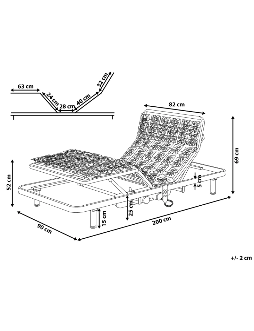 Beliani - Estrado ajustável eletricamente Conjunto de 2 90 x 200 cm STAR
