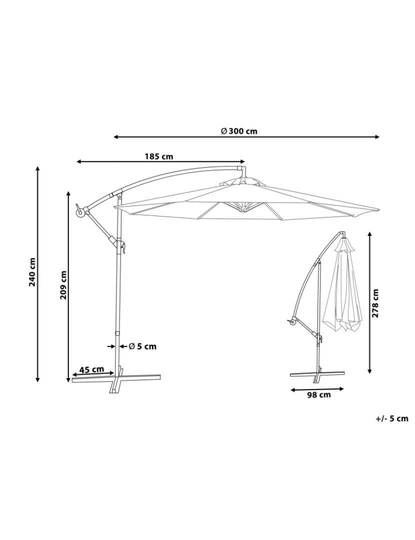 Beliani - Guarda-sol ⌀ 300 cm em creme claro RAVENNA II