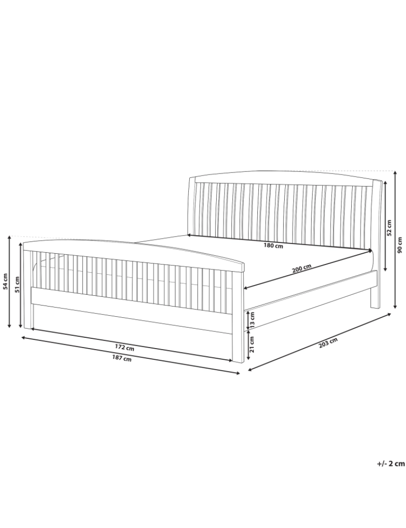 Beliani - Cama de casal em madeira castanha escura 180 x 200 cm CASTRES