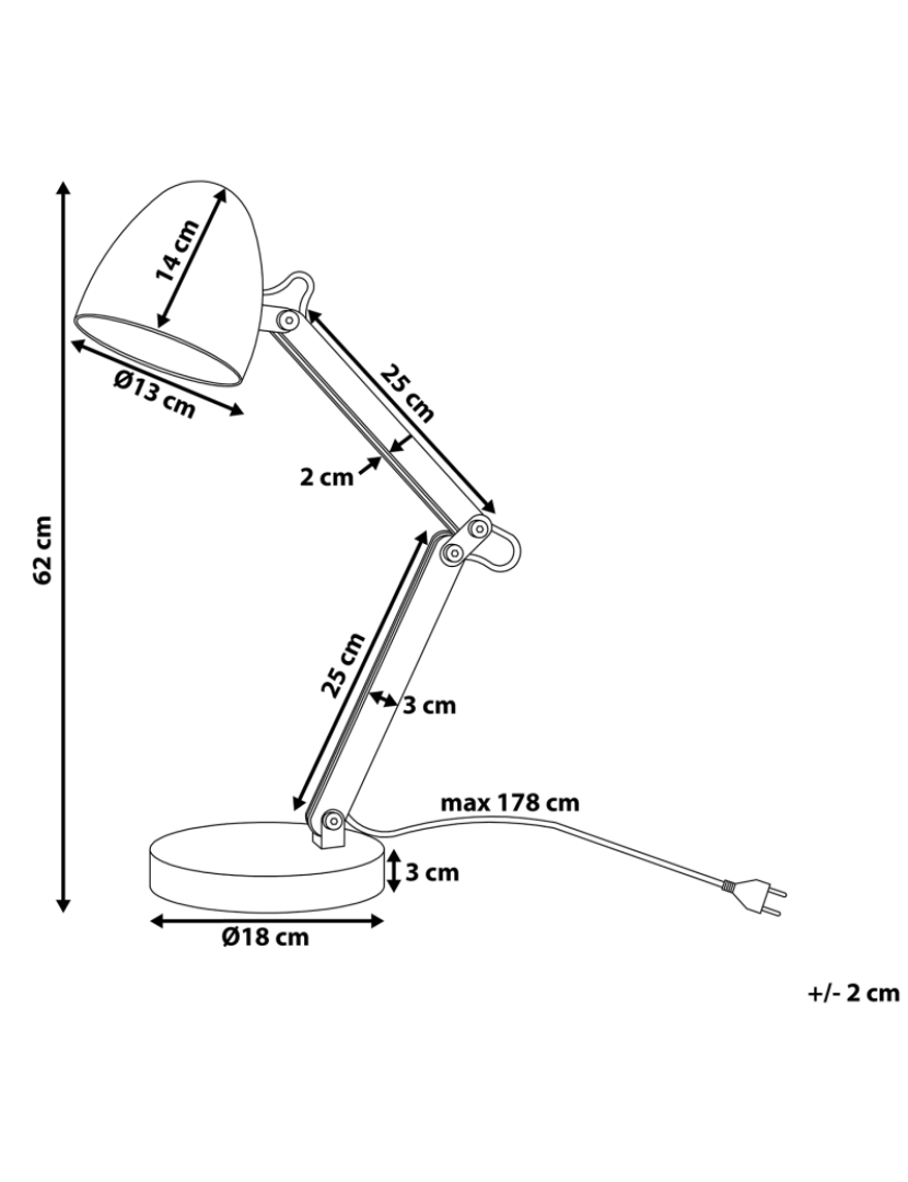 Beliani - Candeeiro de mesa em alumínio prateado 62 cm VELEKA