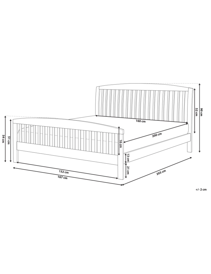 imagem de Cama de casal em madeira castanha escura 160 x 200 cm CASTRES1