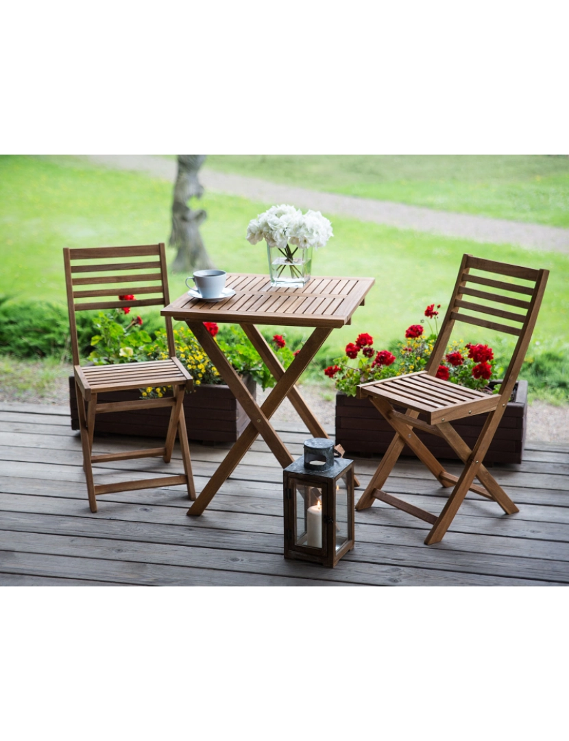 imagem de Conjunto de mesa e cadeiras Madeira Castanho claro FIJI2