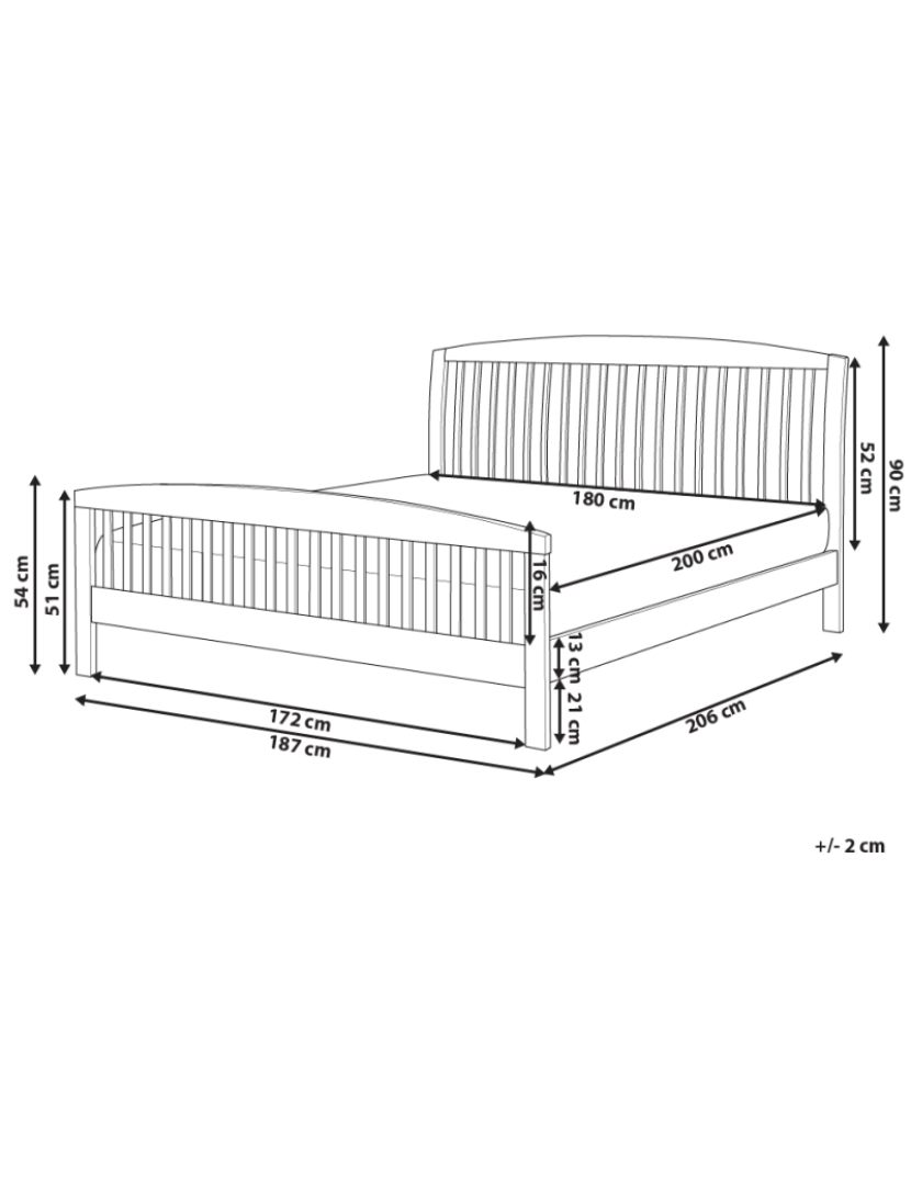 imagem de Cama de casal em madeira branca 180 x 200 cm CASTRES1