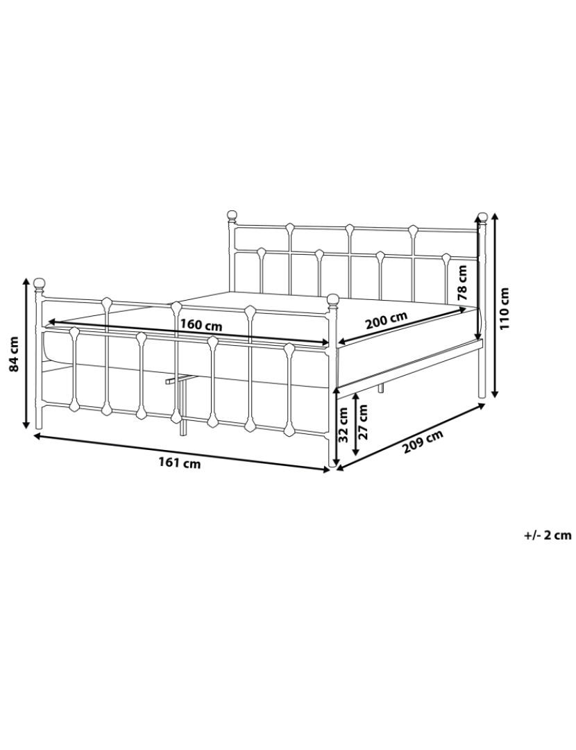 imagem de Cama de casal em metal preto 160 x 200 cm LYNX1