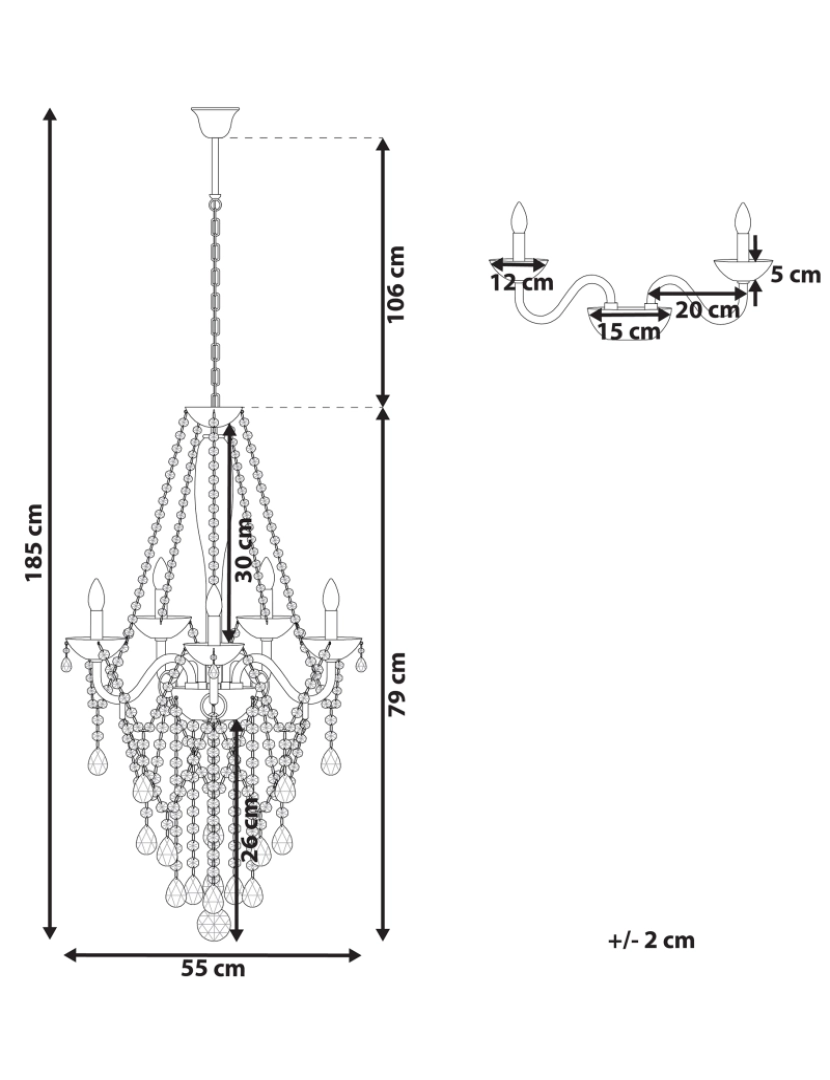 Beliani - Lustre em vidro transparente e metal cromado LOCONE