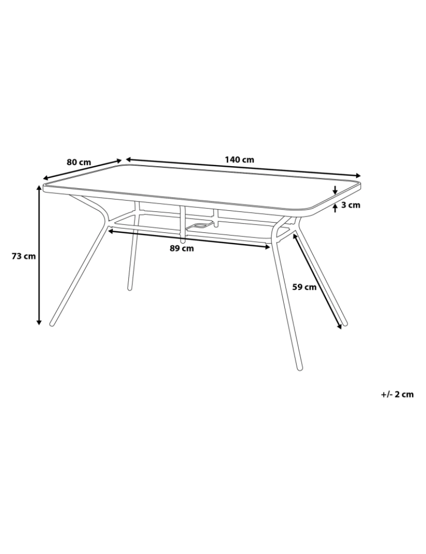 Beliani - Mesa de jardim 140 x 80 cm Vidro Preto LIVO