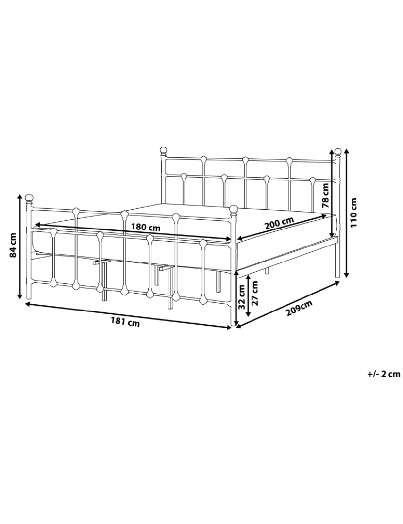 imagem de Cama de casal em metal preto 180 x 200 cm LYNX1