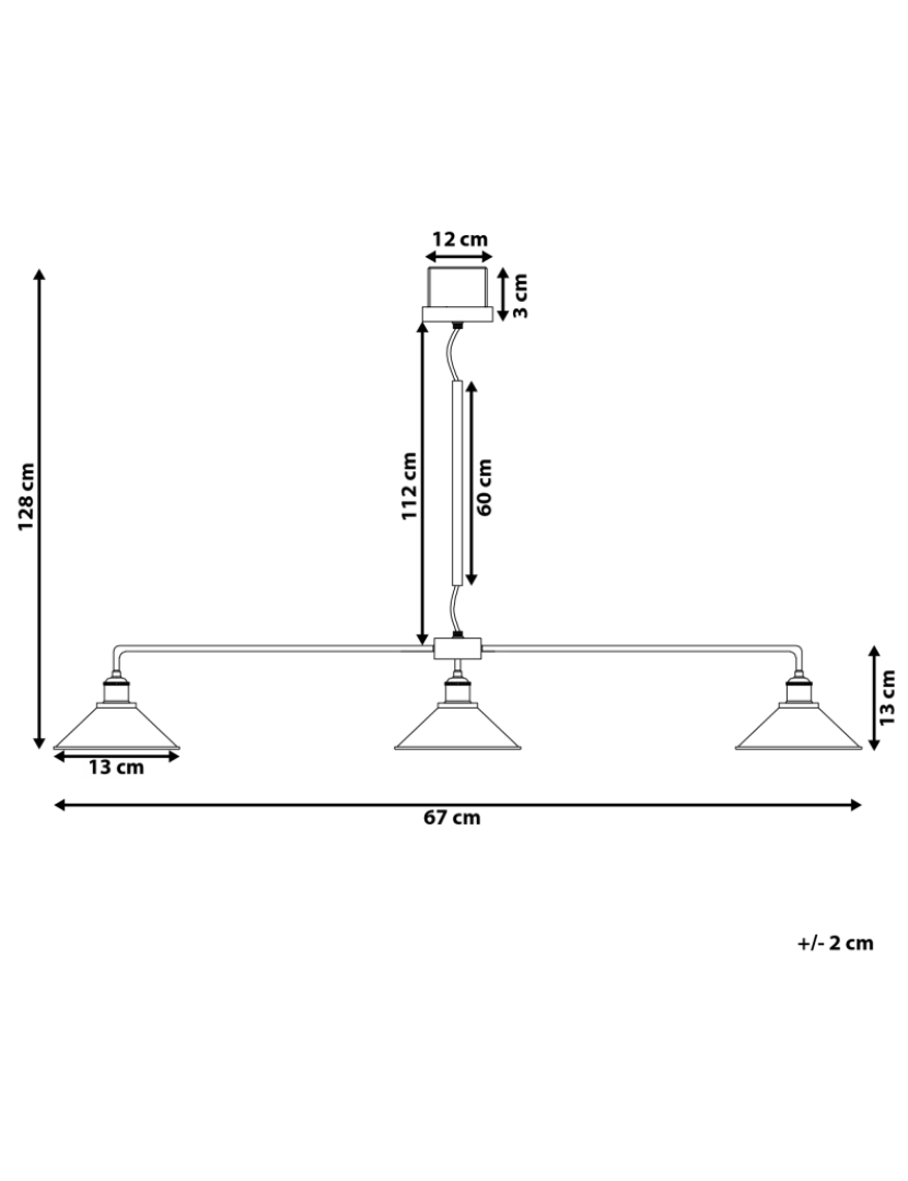 Beliani - Candeeiro de teto preto com 3 pontos de luz MONTONE