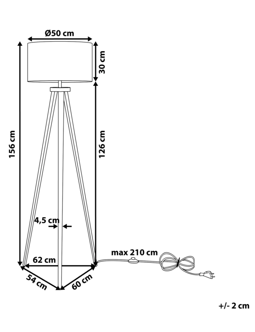 Beliani - Candeeiro de pé 156 cm preto STILETTO