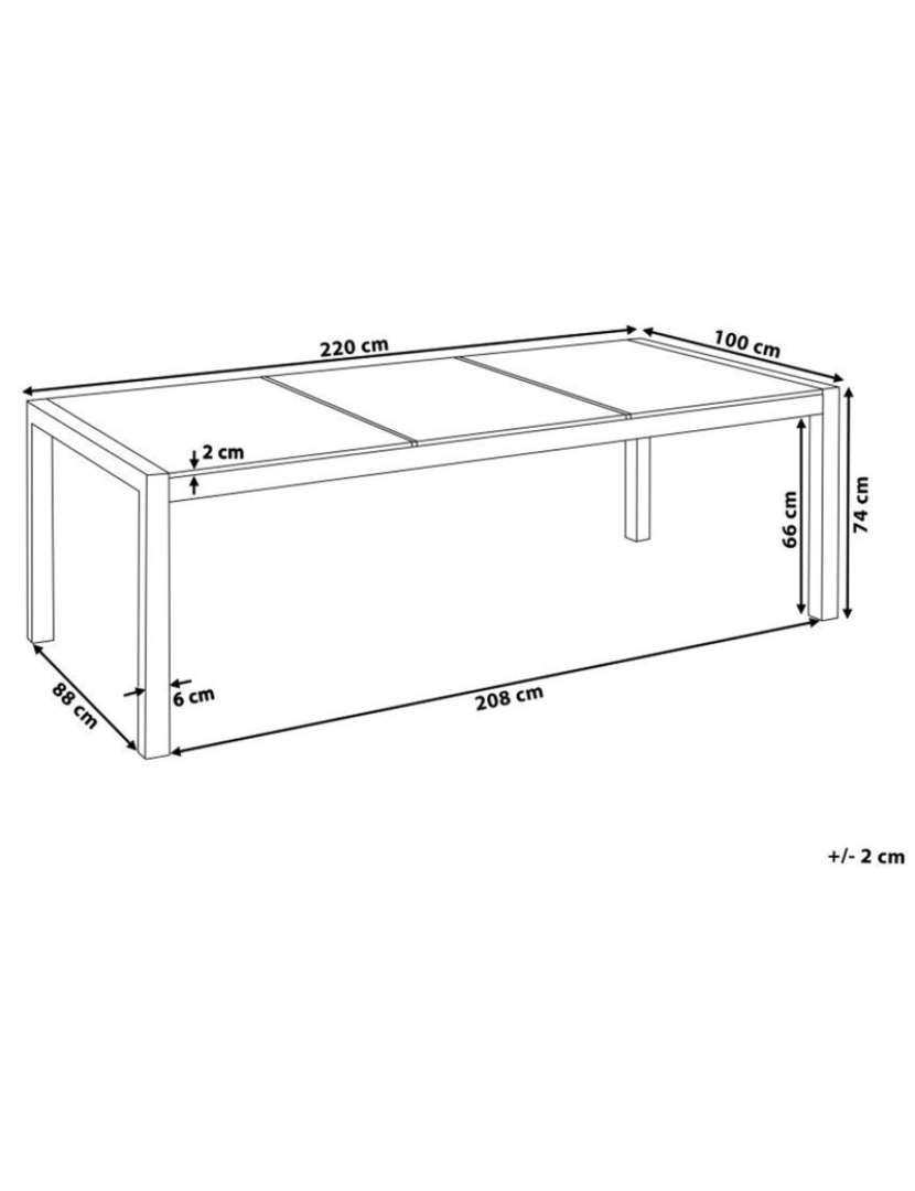 Beliani - Mesa de jardim 220 x 100 cm Tamanhos Diversos