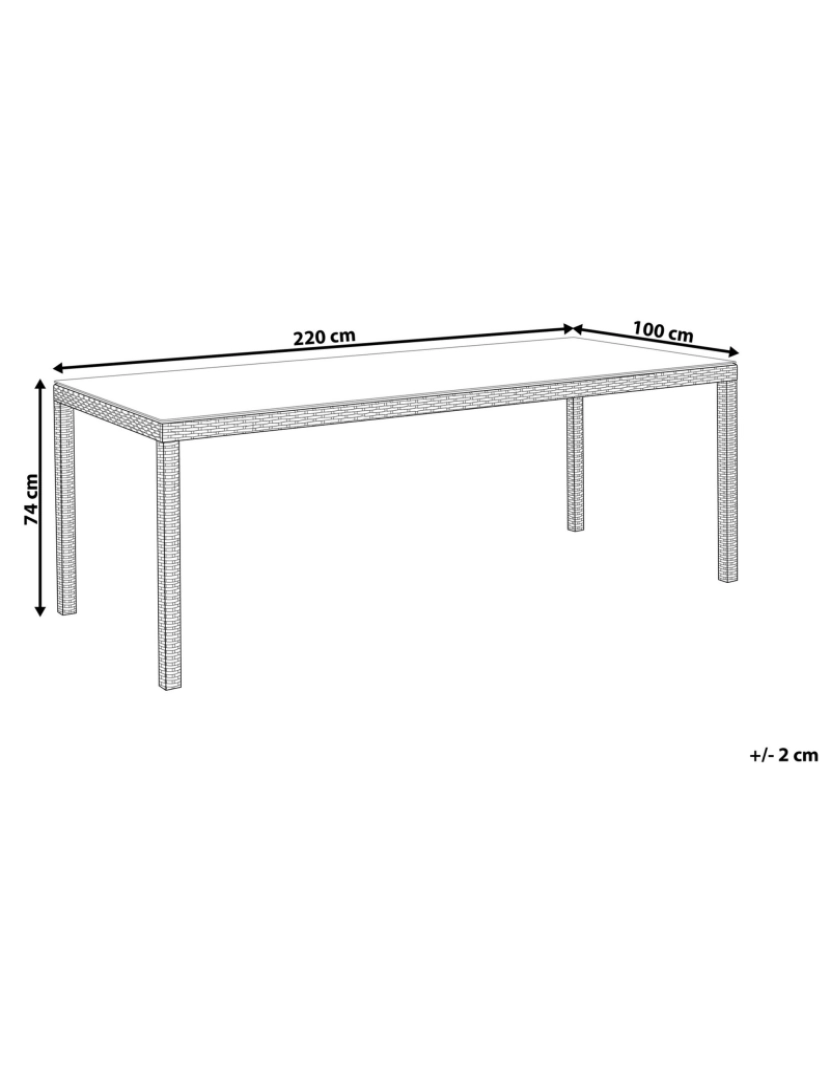 Beliani - Mesa de jardim 220 x 100 cm Vidro Branco ITALY