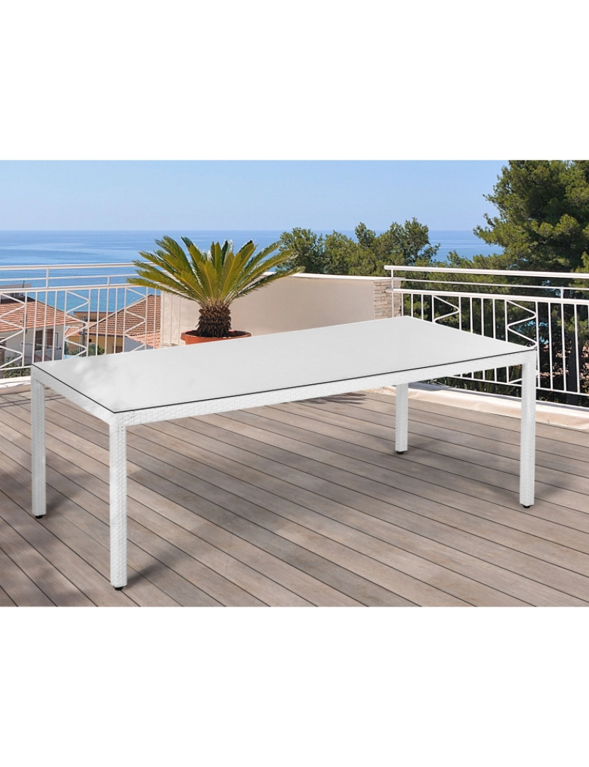 imagem de Mesa de jardim 220 x 100 cm Vidro Branco ITALY2