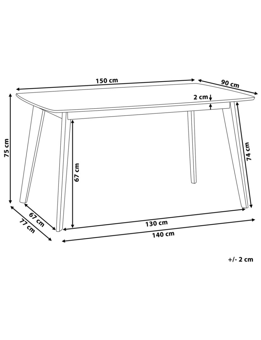 imagem de Mesa de jantar branca 150 x 90 cm SANTOS1