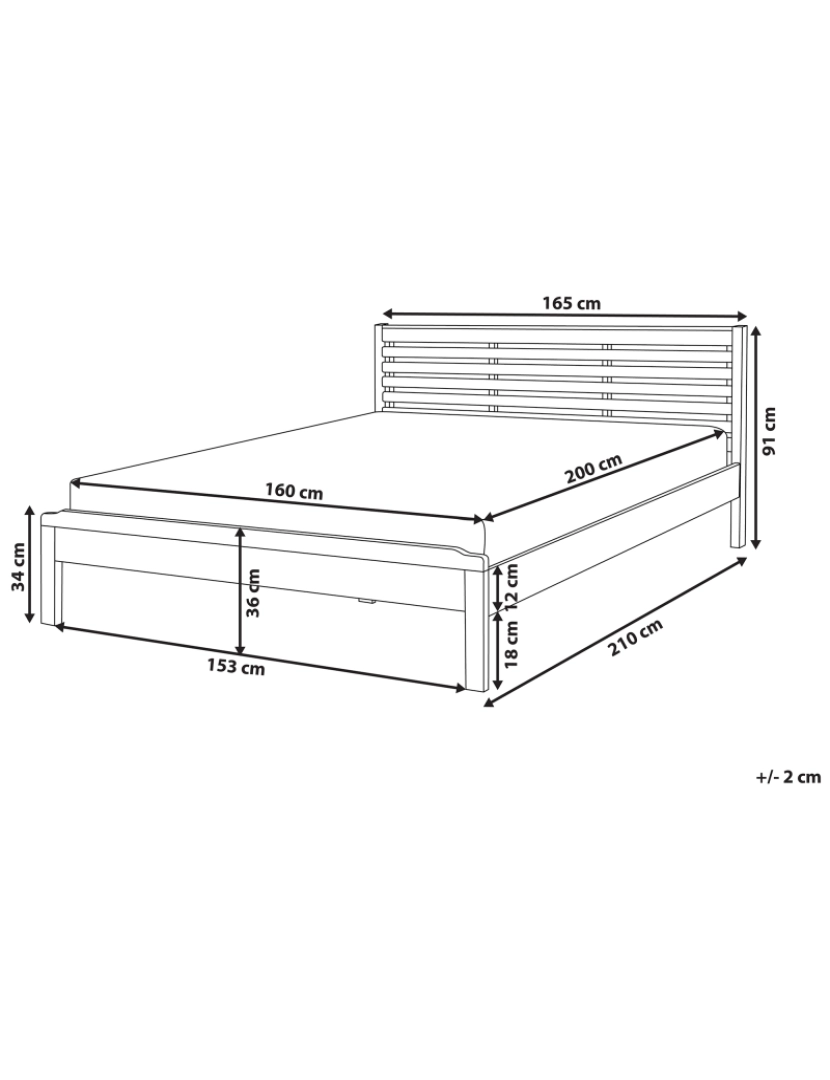 Beliani - Cama de casal em madeira castanha clara 160 x 200 cm CARNAC