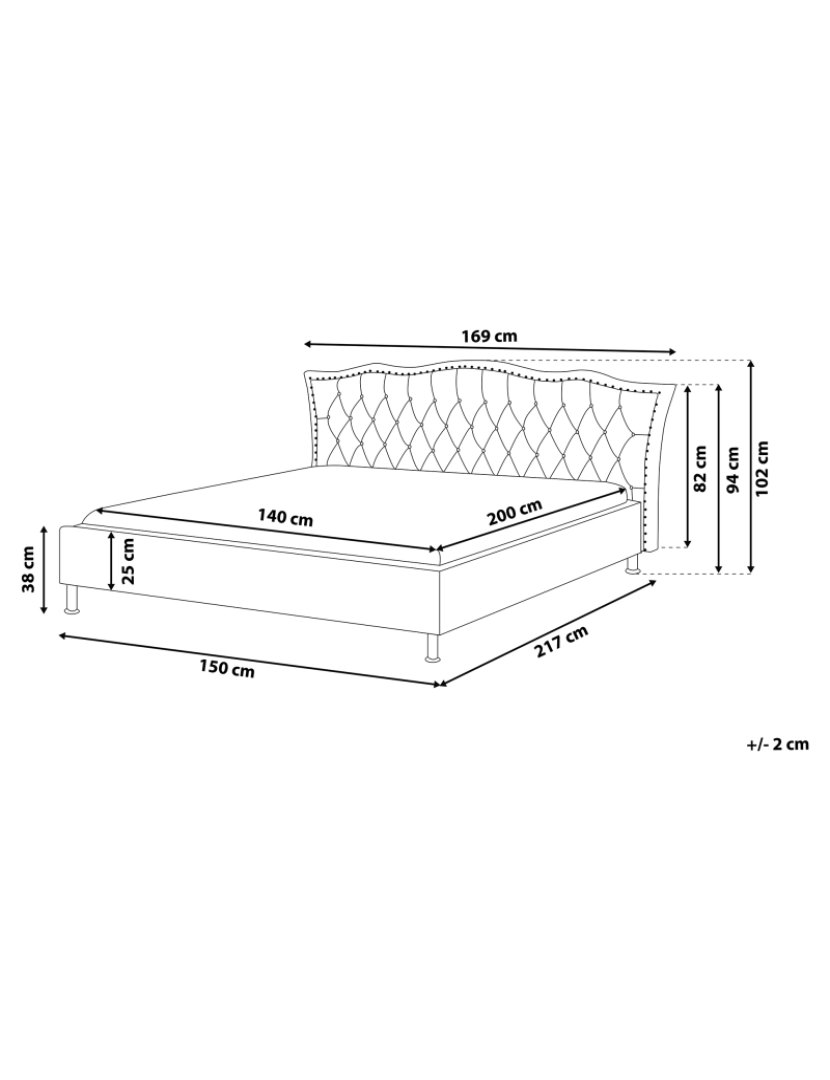 Beliani - Cama de casal em pele sintética branca 140 x 200 cm METZ