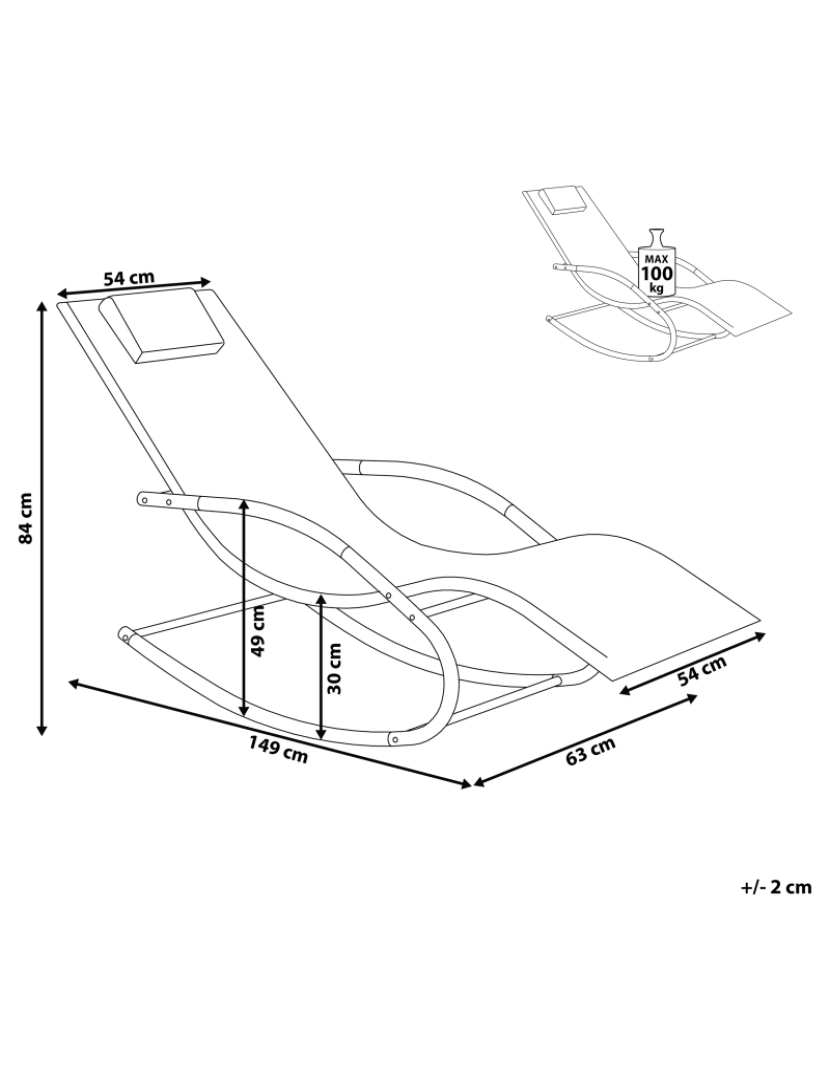 Beliani - Cadeira lounge/relax Metal Preto CARANO